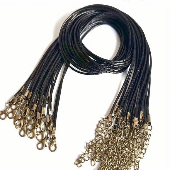 🔴 5 for $10 ONE Black PU Leather Cord Necklace with Lobster Clasp - Picture 2 of 6